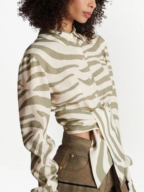 Balmain animal-print tie-waist shirt - Neutrals