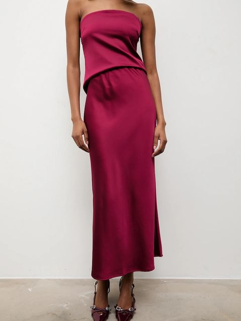 Answear.LAB top i spódnica damski kolor bordowy