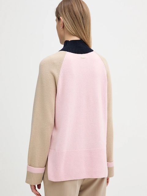 Barbour sweter z dodatkiem wełny Wren damski kolor beżowy z golfem LKN1727 - zdjęcie produktu nr 2