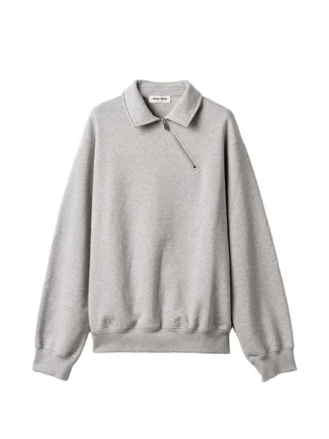 Miu Miu oblique-zip logo sweatshirt - Grey - zdjęcie produktu nr 1