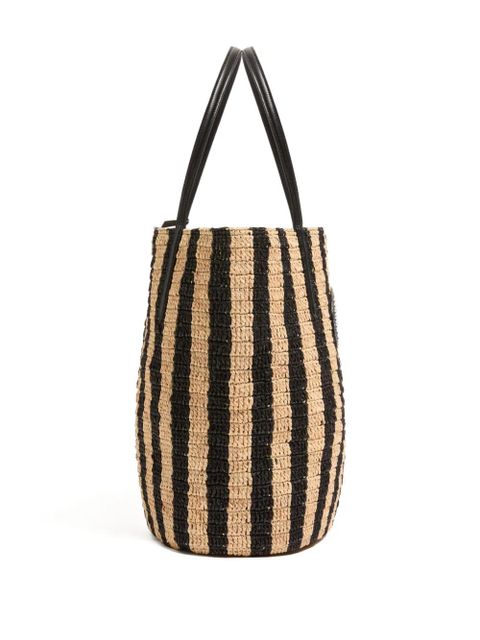 Valentino Garavani striped raffia shopping bag - Neutrals