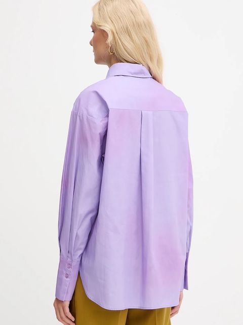 MAX&Co. koszula bawełniana damska kolor fioletowy relaxed z kołnierzykiem klasycznym 2526116071200