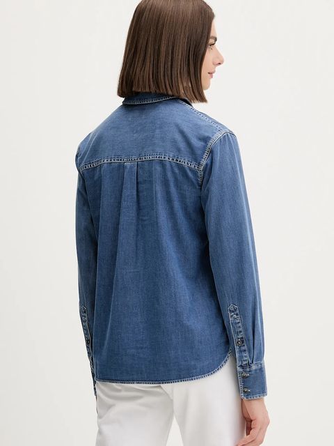 Tommy Jeans koszula damska kolor niebieski regular z kołnierzykiem klasycznym DW0DW22007