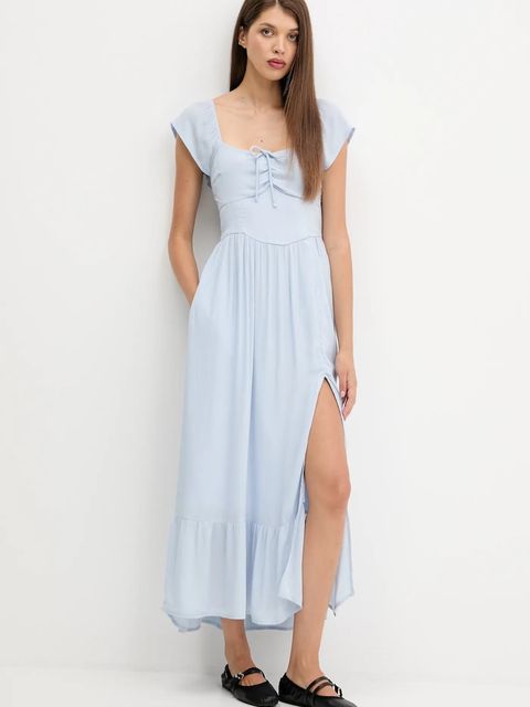 Hollister Co. sukienka kolor niebieski maxi rozkloszowana KI359-5298 - zdjęcie produktu nr 1