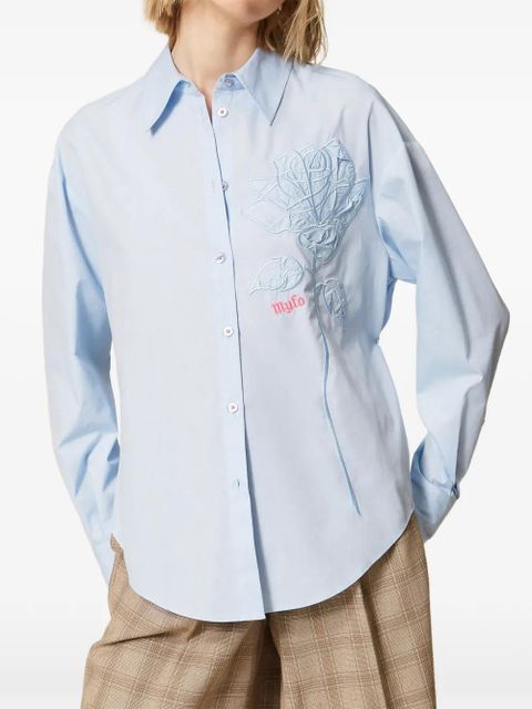 TWINSET x Myfo floral-embroidered shirt - Blue - zdjęcie produktu nr 2