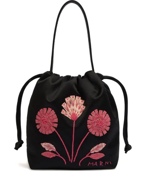 Marni small floral-embroidered bucket bag - Black - zdjęcie produktu nr 1