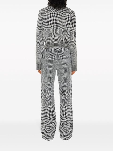Burberry warped houndstooth jacquard wool-blend trousers - Black