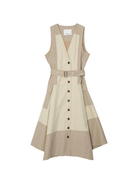3.1 Phillip Lim belted button cotton midi dress - Neutrals - zdjęcie produktu nr 1