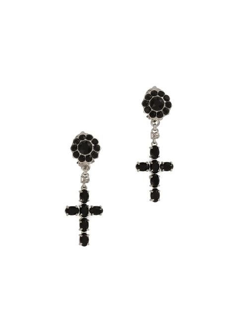 Dolce & Gabbana cross drop clip-on earrings - Black - zdjęcie produktu nr 1
