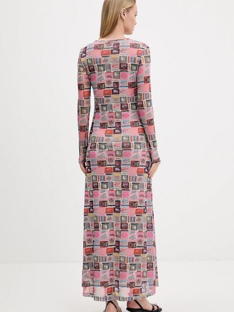 Tommy Jeans sukienka kolor różowy maxi rozkloszowana DW0DW21511