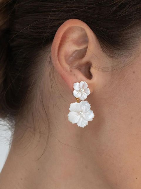 Jennifer Behr Tibby floral drop earrings - Neutrals