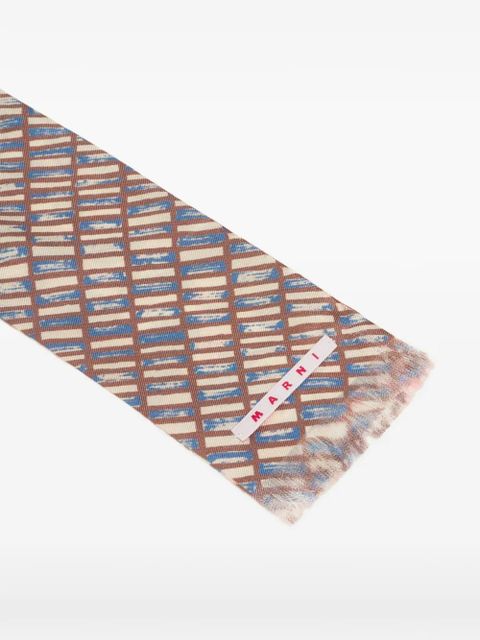 Marni double-sided frayed scarf - Blue