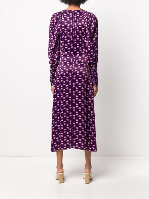 ROTATE BIRGER CHRISTENSEN pansy print midi dress - Purple