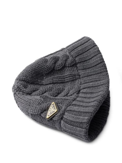 Prada cable-knit logo bucket hat - Grey