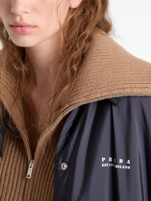 Prada raglan-sleeve patch-pocket coat - Blue