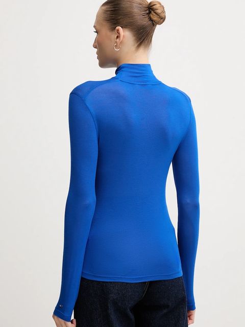 Tommy Hilfiger longsleeve kolor niebieski z półgolfem WW0WW48268