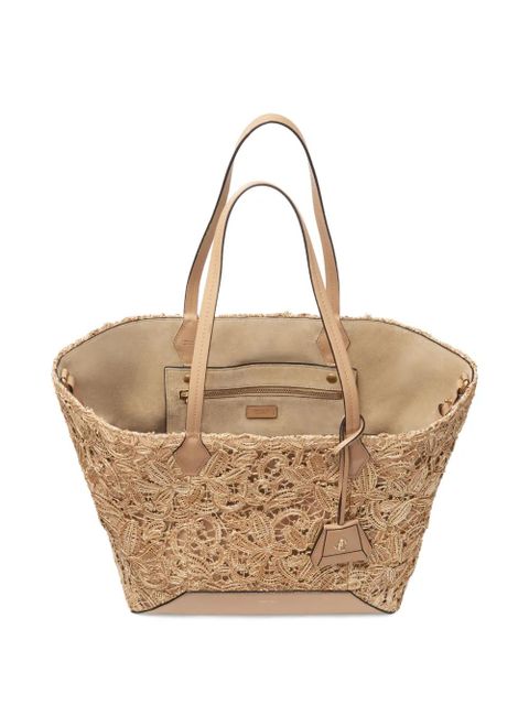 Jimmy Choo medium Diamond floral-appliqué tote bag - Neutrals
