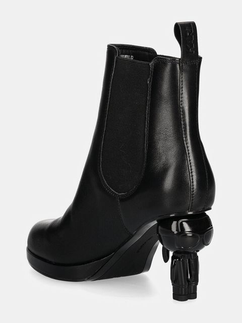 Karl Lagerfeld sztyblety skórzane IKON ISLAND damskie kolor czarny na słupku KL39044