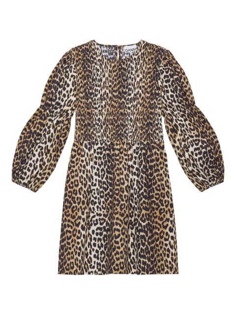 GANNI leopard-print smock mini dress - Brown - zdjęcie produktu nr 1