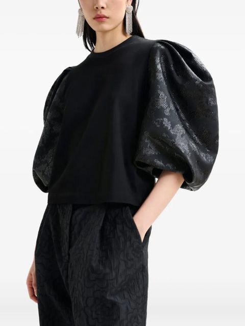 Essentiel Antwerp Imortal jacquard-sleeves top - Black - zdjęcie produktu nr 2