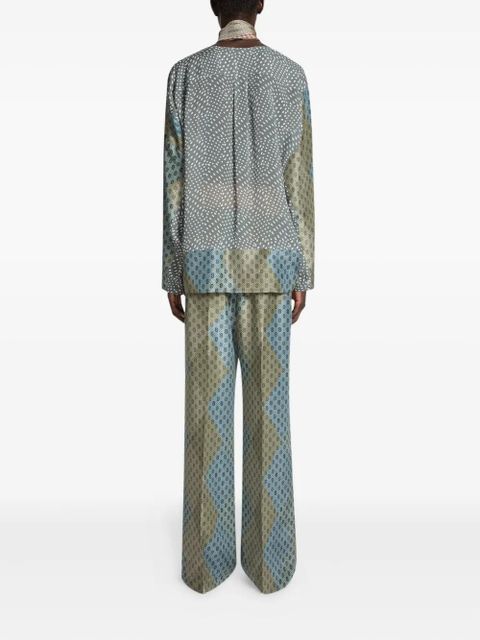 DRIES VAN NOTEN geometric-pattern elasticated trousers - Blue