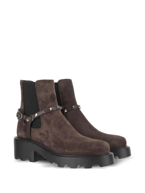 Valentino Garavani studded-ankle Chelsea boots - Brown