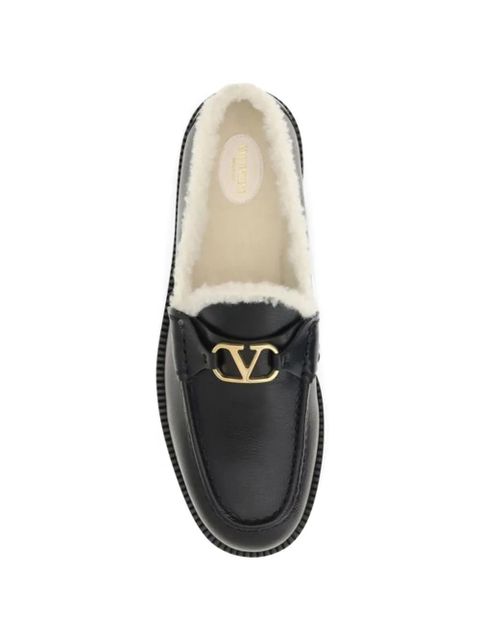 Valentino Garavani logo leather loafers - Black