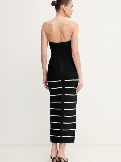 Herve Leger sukienka Cameron kolor czarny midi dopasowana HLT8513508