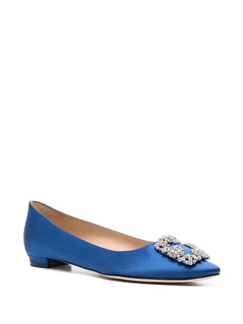 Manolo Blahnik Hangisi buckle-detail ballerina shoes - Blue - zdjęcie produktu nr 2