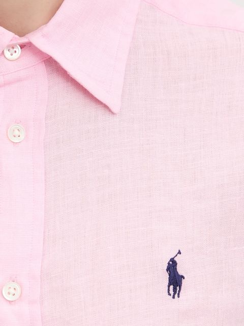 Polo Ralph Lauren koszula lniana kolor różowy relaxed z kołnierzykiem klasycznym 211970730