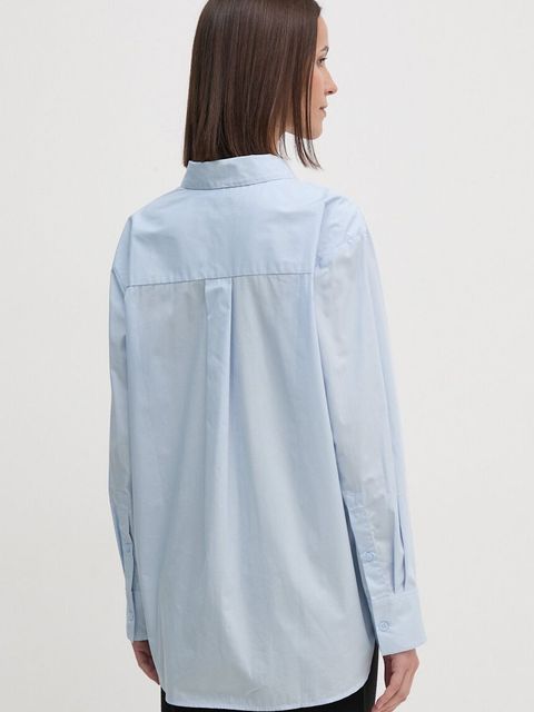 Tommy Hilfiger koszula bawełniana damska kolor niebieski regular z kołnierzykiem klasycznym