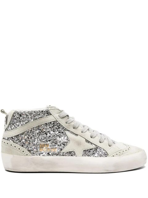Golden Goose Mid-Star glitter-detail leather sneakers - Silver - zdjęcie produktu nr 1