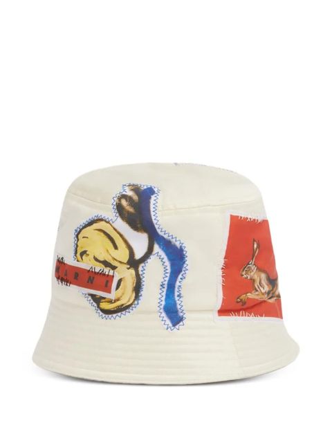 Marni appliqué-patch bucket hat - White - zdjęcie produktu nr 2