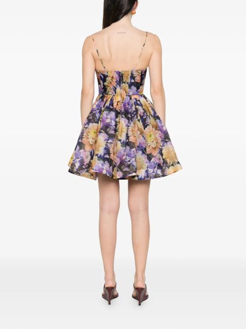 ZIMMERMANN floral-print V-neck mini dress - Purple