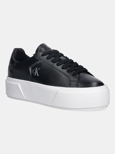 Calvin Klein sneakersy skórzane FLATFORM LACE UP LTH MG damskie kolor czarny YW0YW01928 - zdjęcie produktu nr 1