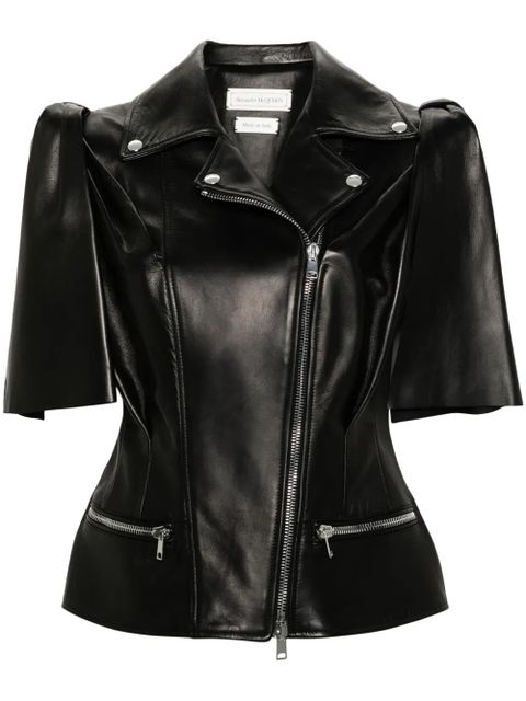Alexander McQueen Knotted Bow leather biker vest - Black - zdjęcie produktu nr 1