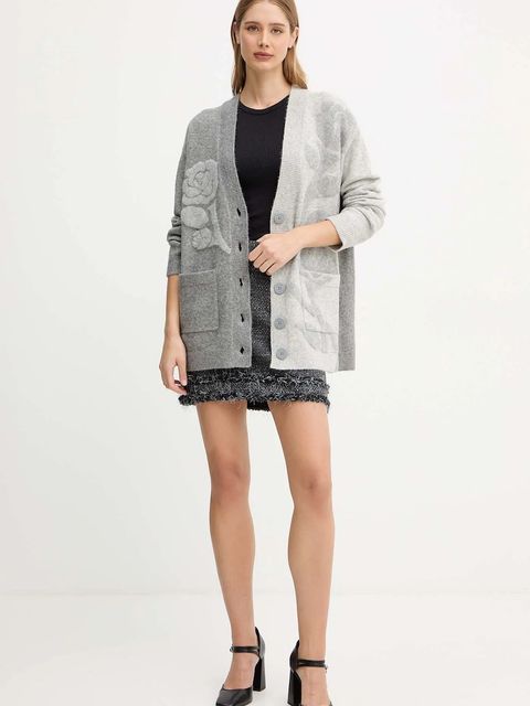 Blugirl Blumarine kardigan z domieszką wełny damski kolor szary ciepły RF5156.MA870