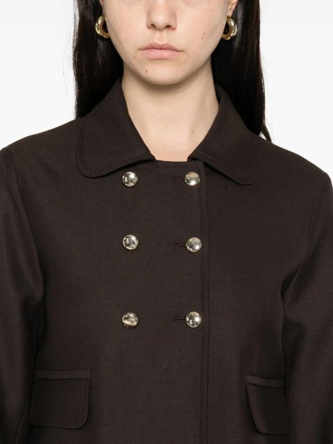 Maje double-breasted flap-pocket jacket - Brown