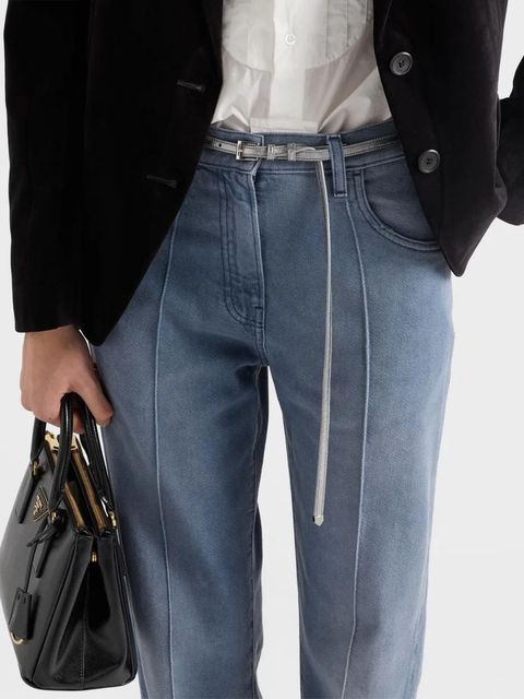 Prada buckle leather belt - Grey