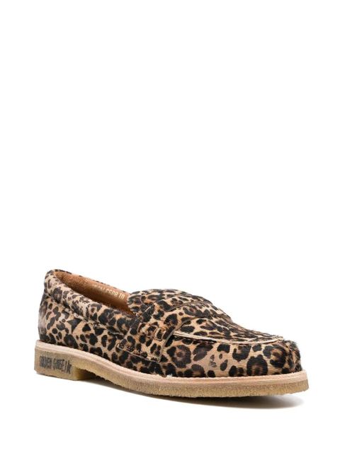 Golden Goose leopard-print round-toe loafers - Brown