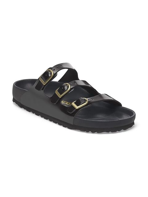 Birkenstock klapki skórzane Florida D-Buckle Exq damskie kolor czarny 1029385