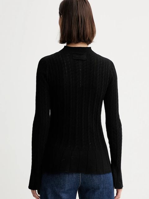 Twinset sweter z wełną damski kolor czarny lekki 252TP3321