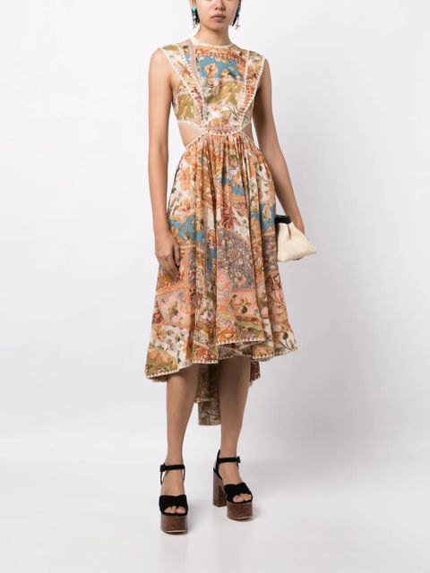 ZIMMERMANN Chintz floral-print sleeveless midi dress - Orange - zdjęcie produktu nr 2