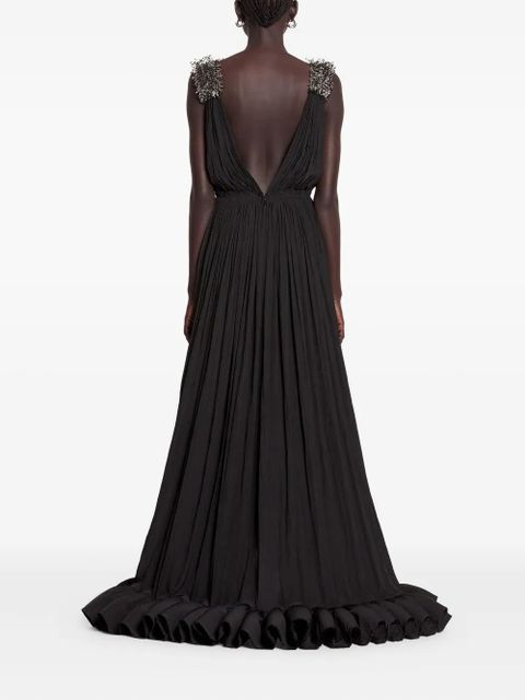Lanvin embellished pleated gown - Black
