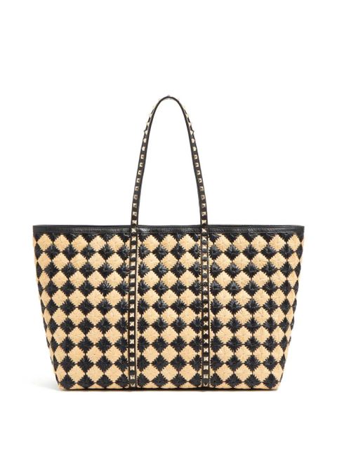 Valentino Garavani Rockstud embroidered tote bag - Neutrals