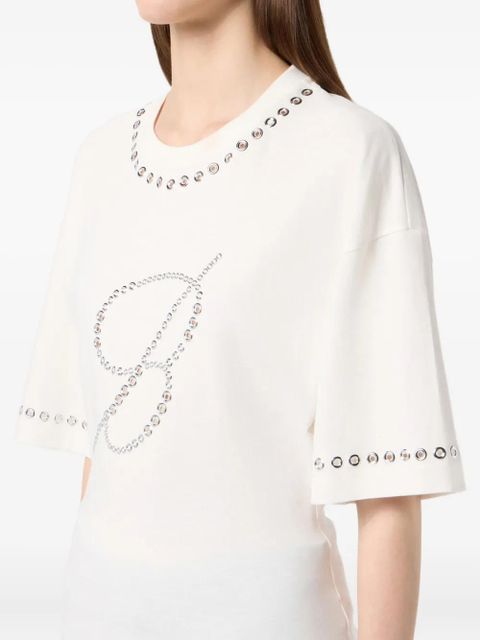 Blumarine embellished eyelet-trimmed T-shirt - White - zdjęcie produktu nr 2