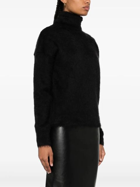 Saint Laurent brushed-knit roll-neck jumper - Black