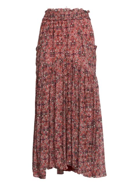 ISABEL MARANT Besma printed midi skirt - Red - zdjęcie produktu nr 1