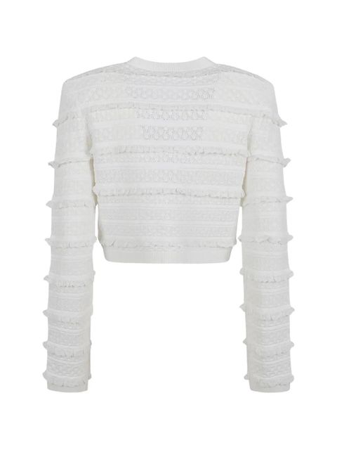 Self-Portrait crystal-embellished ruffled cardigan - White - zdjęcie produktu nr 2