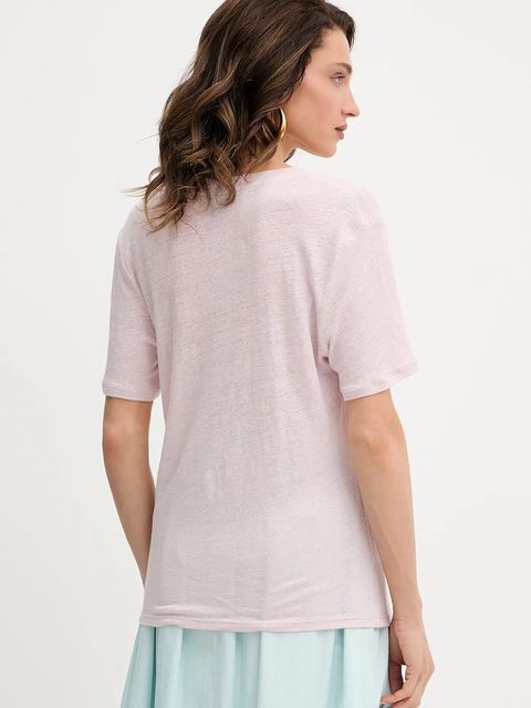 BOSS Orange t-shirt lniany damski kolor różowy 50538645 - zdjęcie produktu nr 2